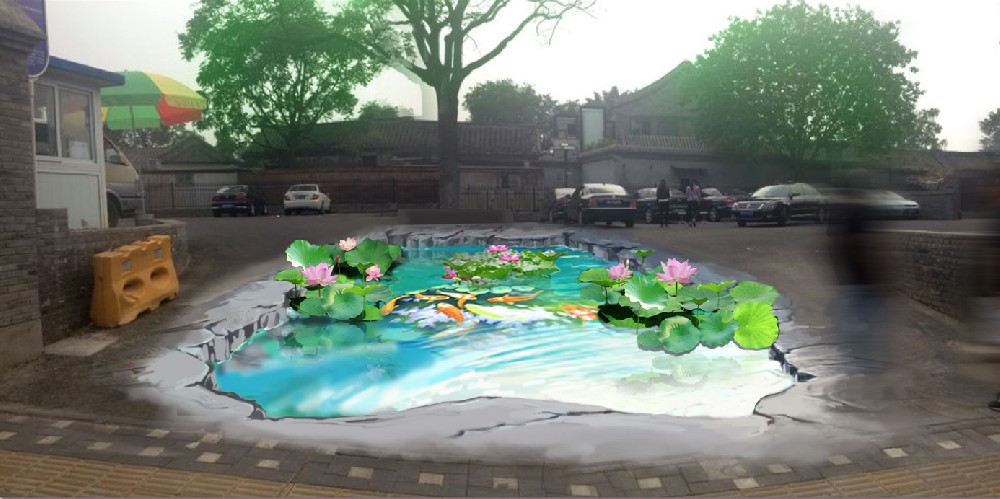 小区入口荷花池